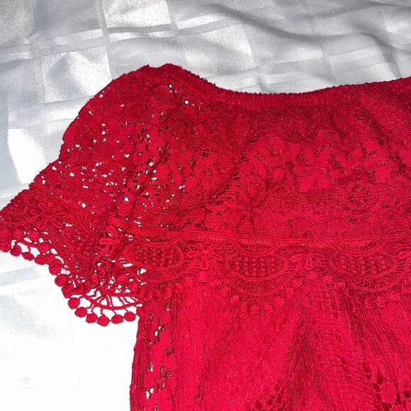π Bundle Deal: 4 for $20! π off the shoulder red lace top S - Picture 2 of 9